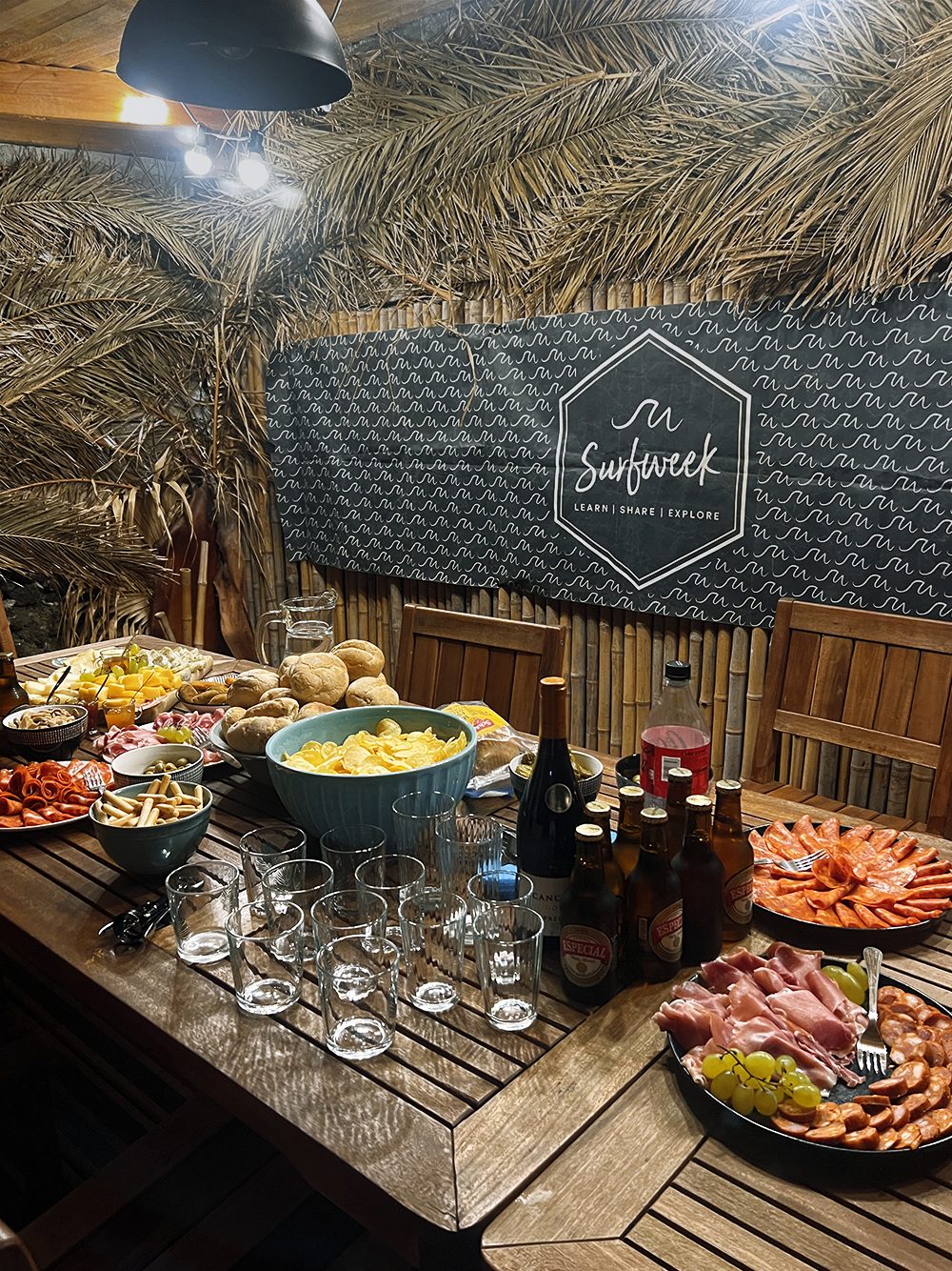 Welcome aperitivo spread at the SurfWeek house